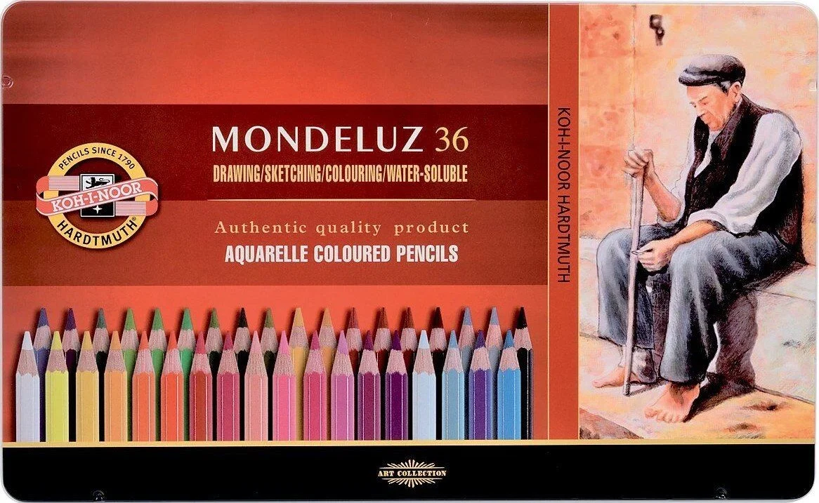 Koh-i Noor Mondeluz Aquarell Boya Kalemi Seti 36 Renk Metal Kutu