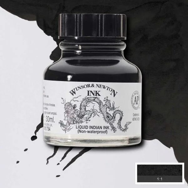 Winsor & Newton Drawing Ink Çizim Mürekkebi 14 ml. 754 Liquid Indian Ink