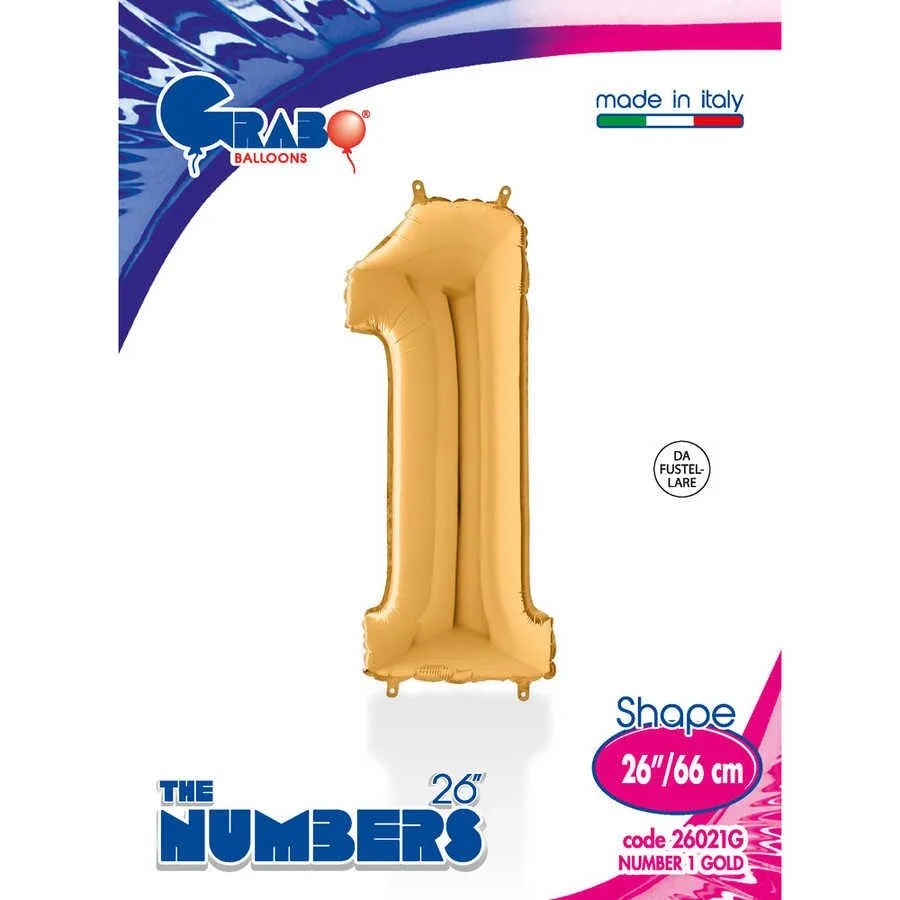 1 Rakam Grabo Altın Folyo Balon 26"