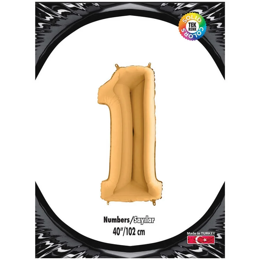 1 Rakam Altın Folyo Balon 40"