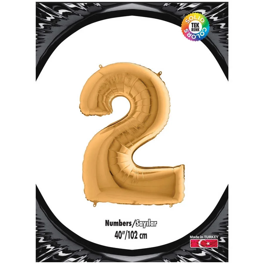 2 Rakam Altın Folyo Balon 40"