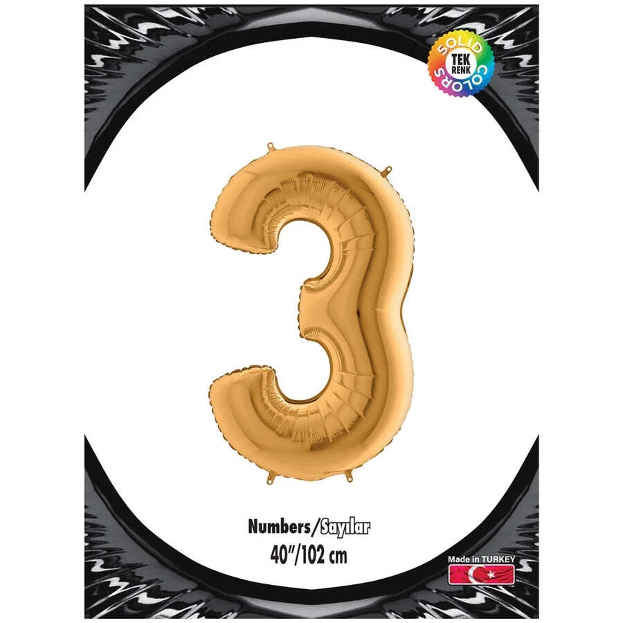 3 Rakam Altın Folyo Balon 40"