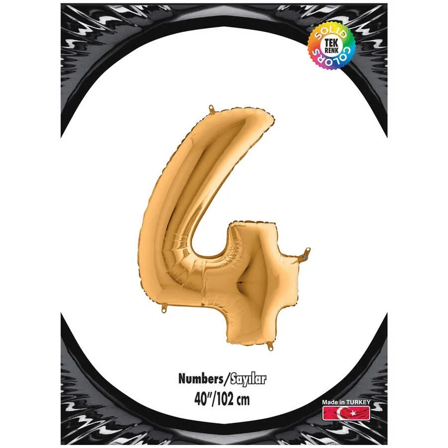 4 Rakam Altın Folyo Balon 40"