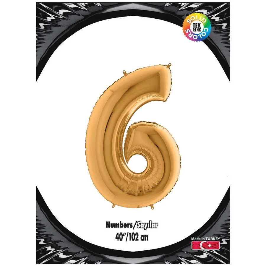 6 Rakam Altın Folyo Balon 40"