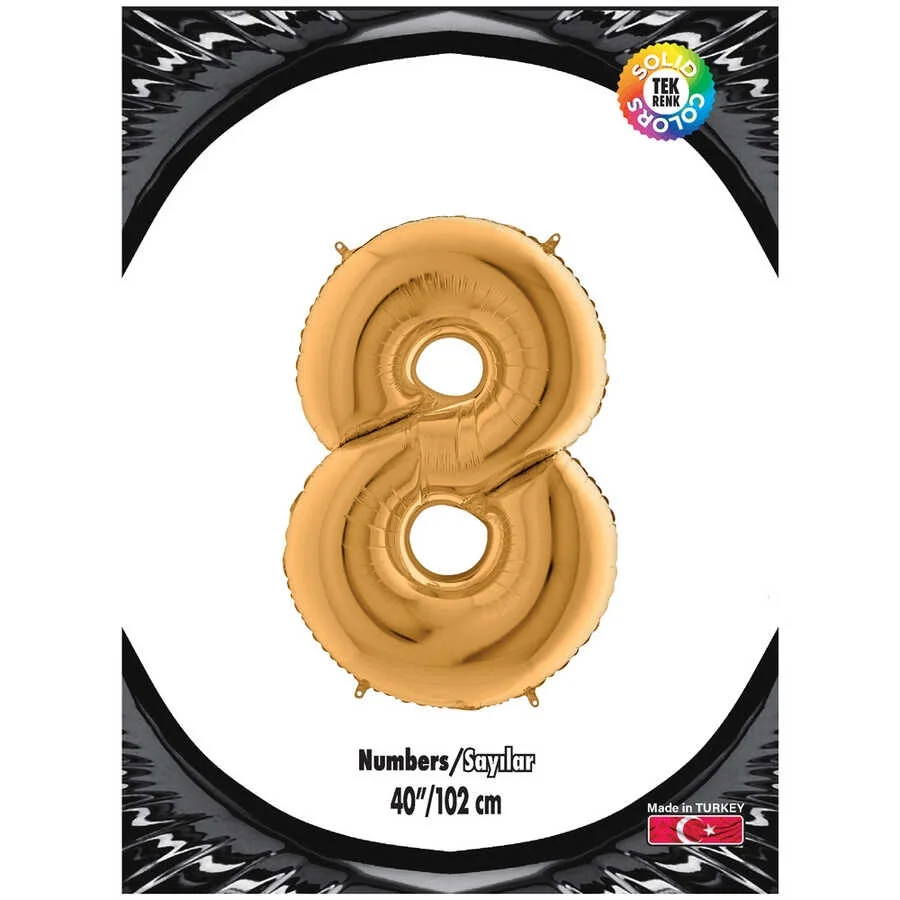 8 Rakam Altın Folyo Balon 40"