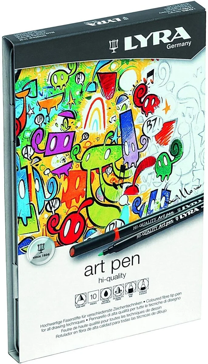 Lyra Hi-Quality Art Pen Çizim Kalemi Seti 10 Renk Metal Kutu