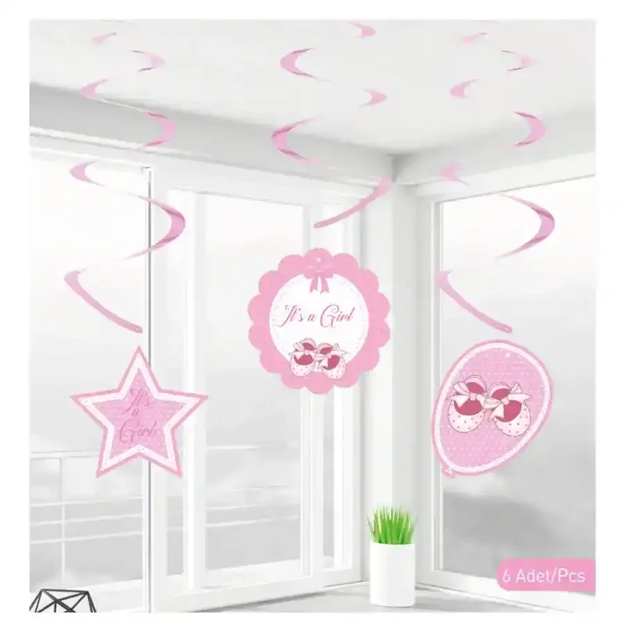 Babyshower Kız Sarkıt Süs 6lı