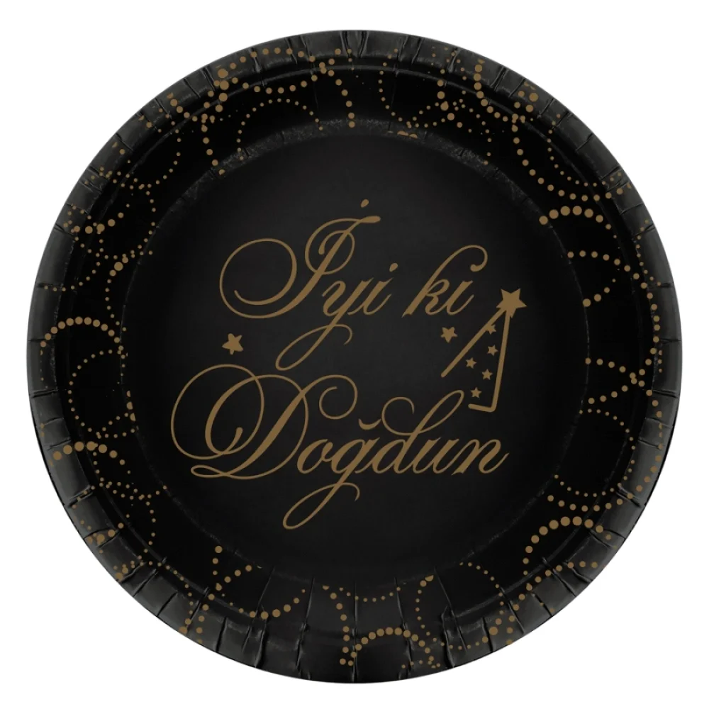 İyi ki Doğdun Elegant Siyah Karton Tabak 23cm