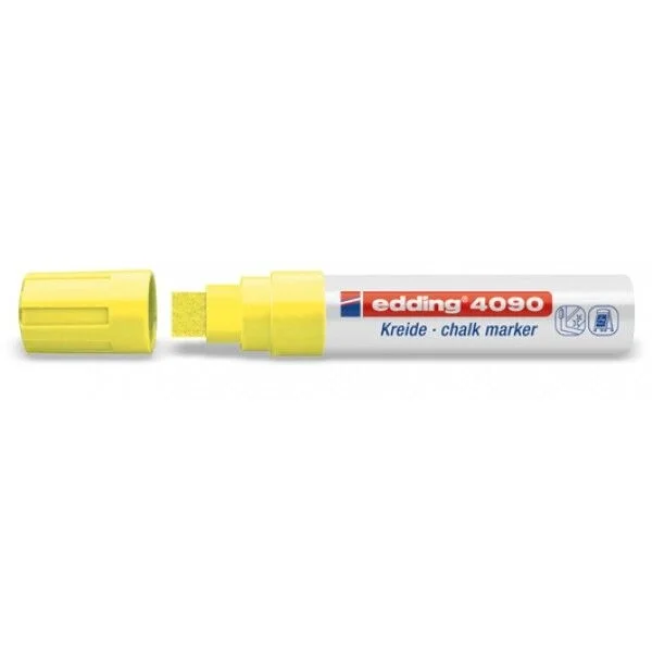 Edding 4090 Kara Tahta ve Cam için Likit Tebeşir Kalemi 15 mm Kesik Uç FOSFORLU SARI