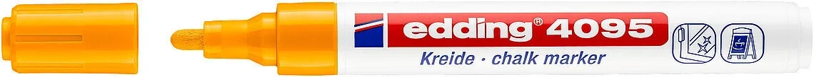 Edding 4095 Kara Tahta ve Cam için Likit Tebeşir Kalemi 3 mm Yuvarlak Uç FOSFORLU TURUNCU