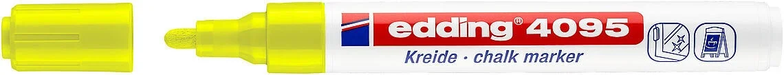 Edding 4095 Kara Tahta ve Cam için Likit Tebeşir Kalemi 3 mm Yuvarlak Uç FOSFORLU SARI