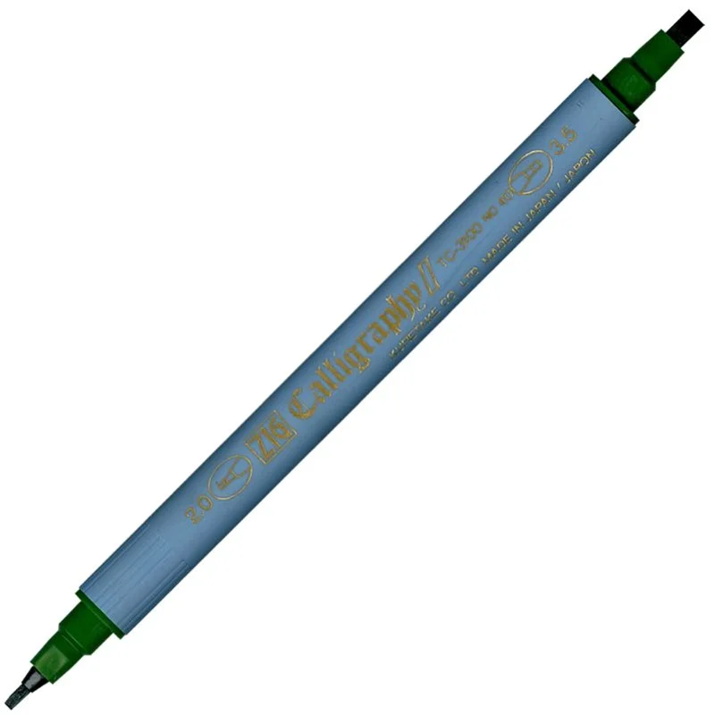 Zig Kaligrafi Kalemi Çift Uçlu 2 mm. + 3.5 mm. Yeşil