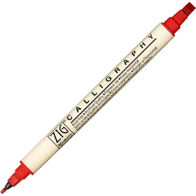 Zig Calligraphy Çift Uçlu Kaligrafi Kalemi 2 mm. + 5 mm. 020 Pure Red