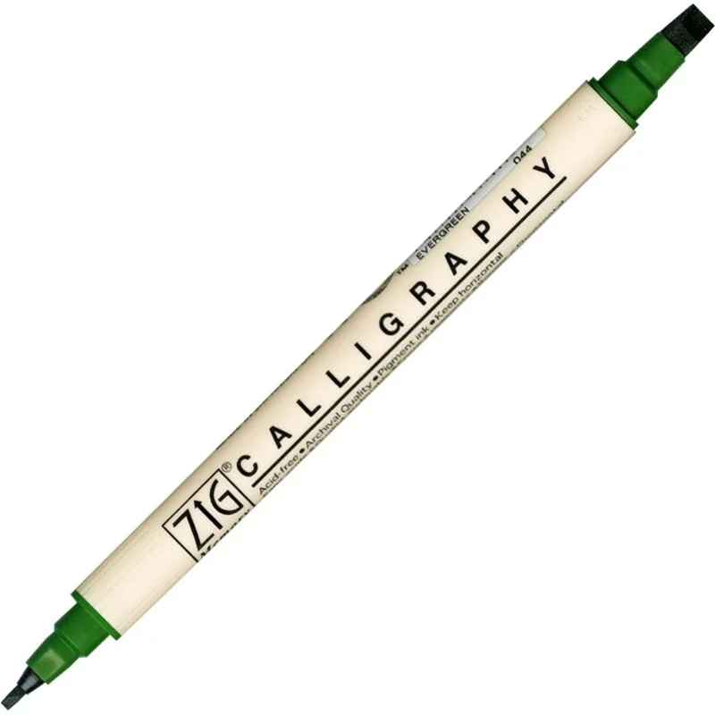 Zig Calligraphy Çift Uçlu Kaligrafi Kalemi 2 mm. + 5 mm. 044 Ever Green