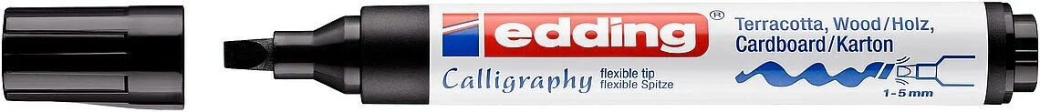 Edding 1455 Esnek Uçlu Kaligrafi Kalemi 5.0 mm. Siyah