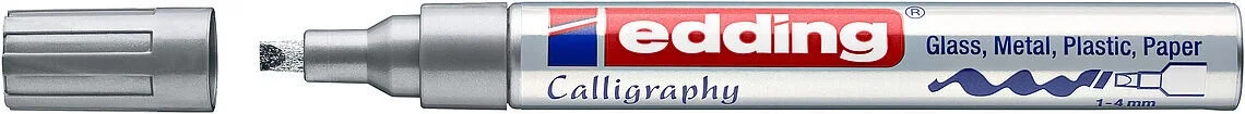 Edding 755 Kaligrafi Kalemi 4.0 mm. GÜMÜŞ YALDIZ