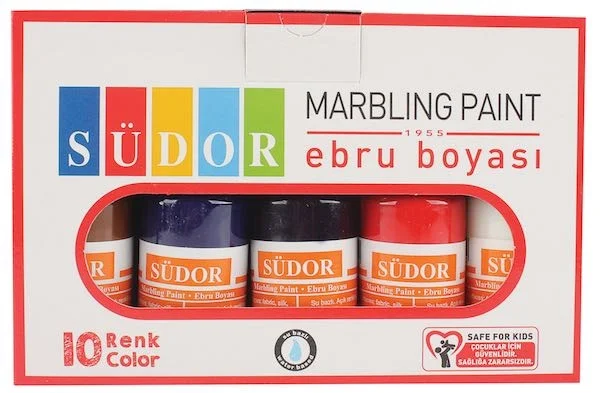 Südor Ebru Boyası Seti 10 Renk x 30 ml. Damlalıklı Şişe