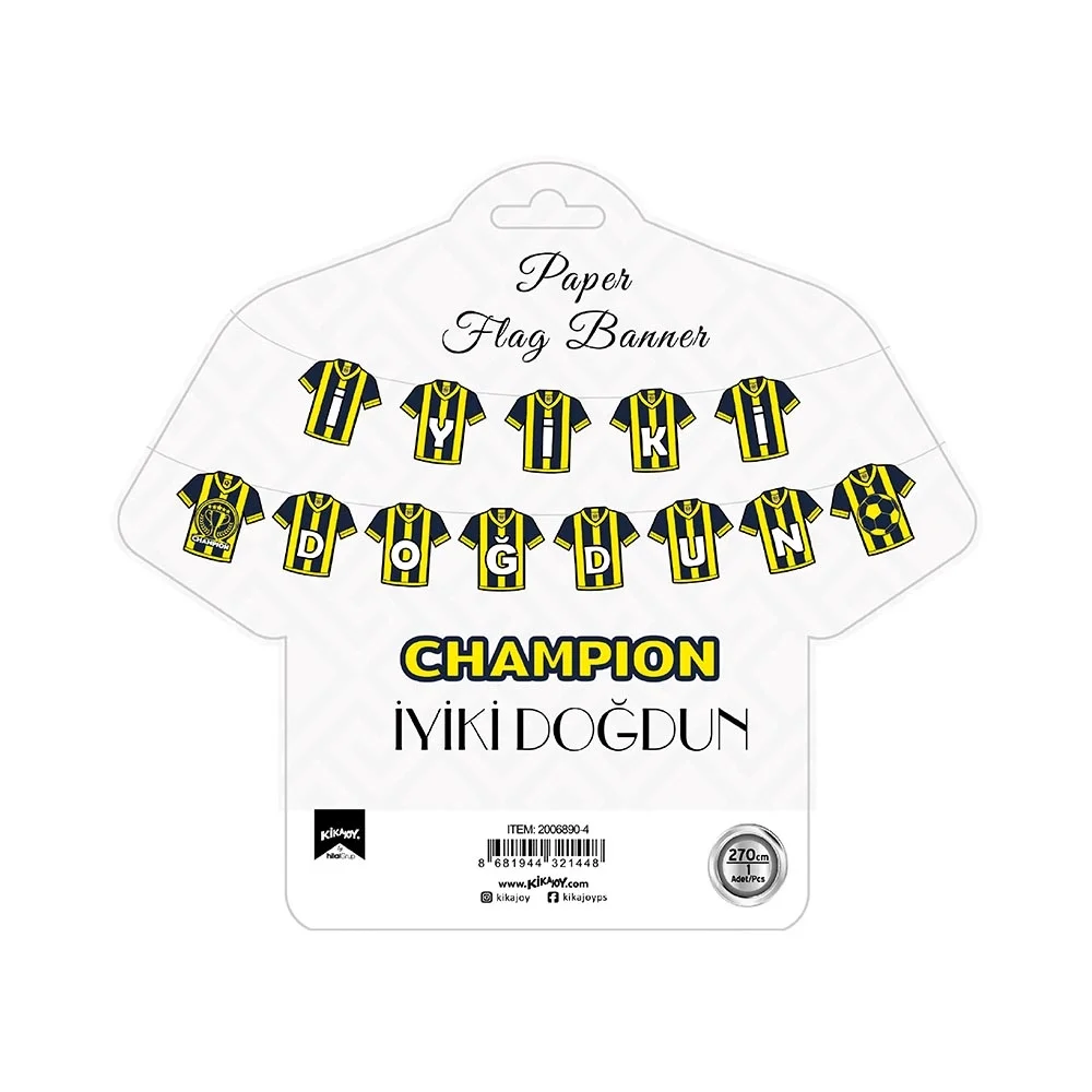 Champion Sarı Lacivert İyi ki Doğdun Harf Afiş