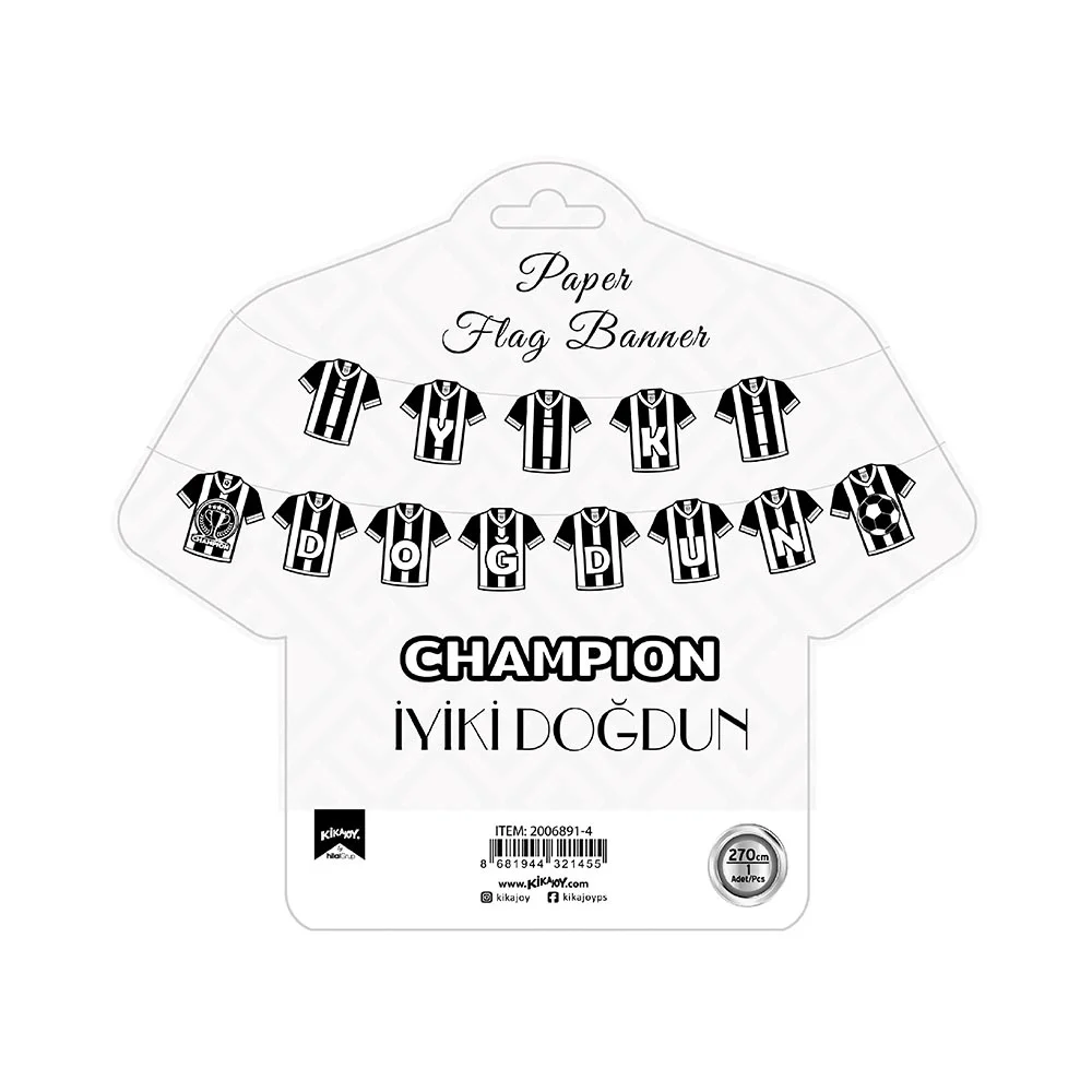 Champion Siyah Beyaz İyi ki Doğdun Harf Afiş