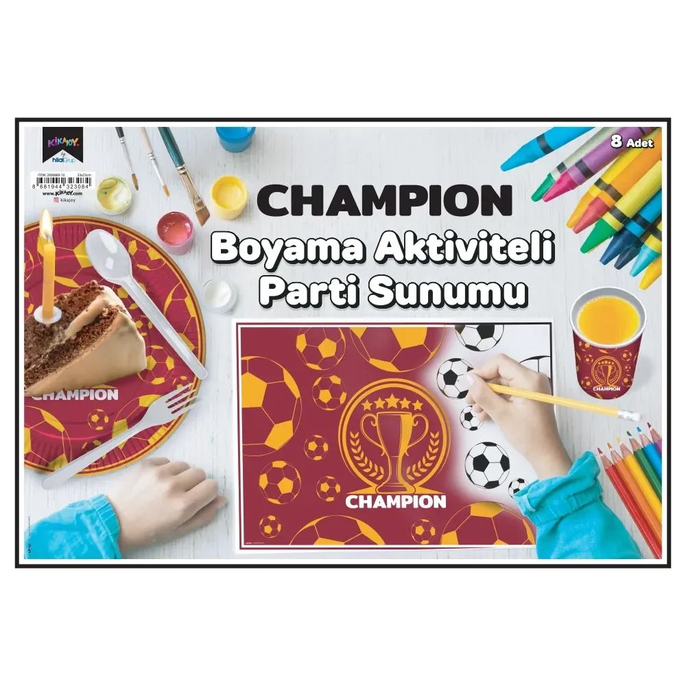Champion Sarı Kırmızı Boyama Aktiviteli Parti Sunumu