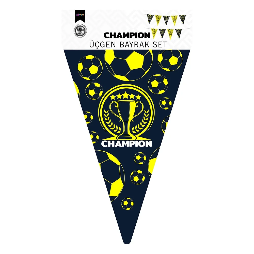 Champion Sarı Lacivert Üçgen Flama Süsleme Seti