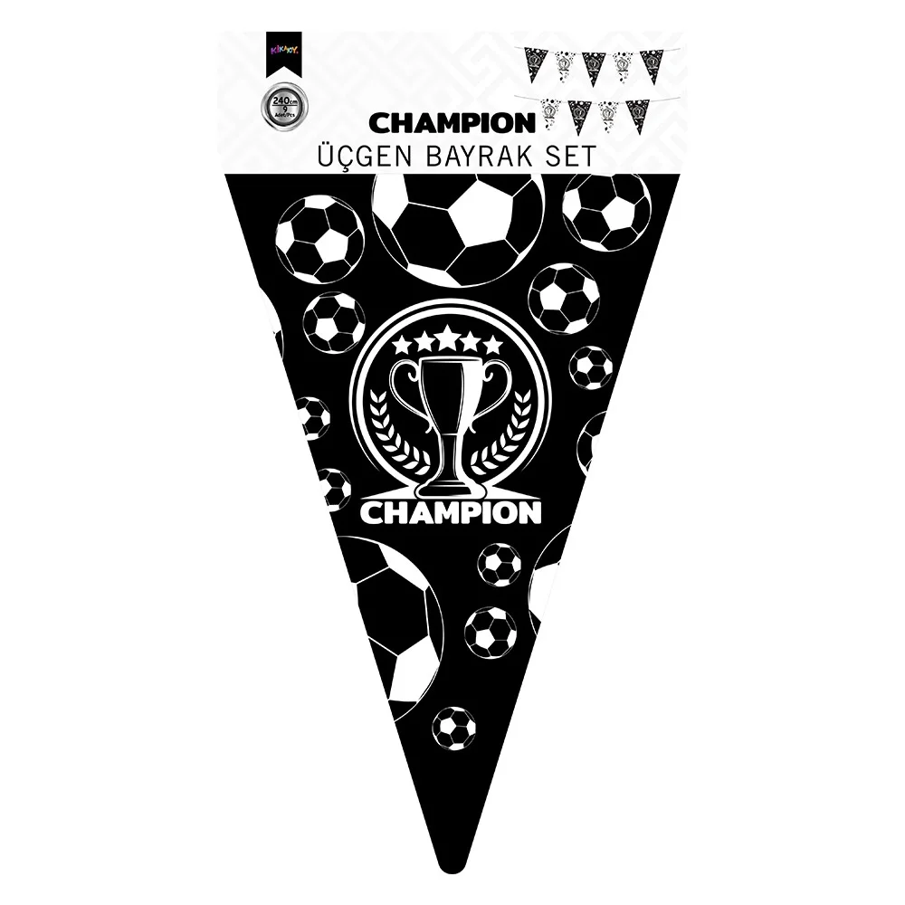 Champion Siyah Beyaz Üçgen Flama Süsleme Seti