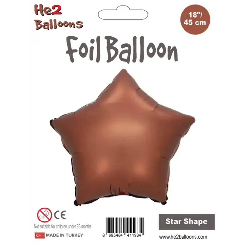 Kahverengi Yıldız Folyo Balon 18"