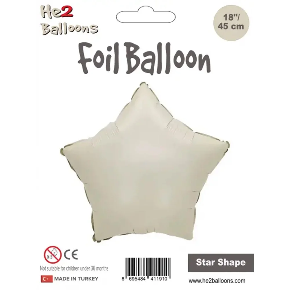 Krem Yıldız Folyo Balon 18"