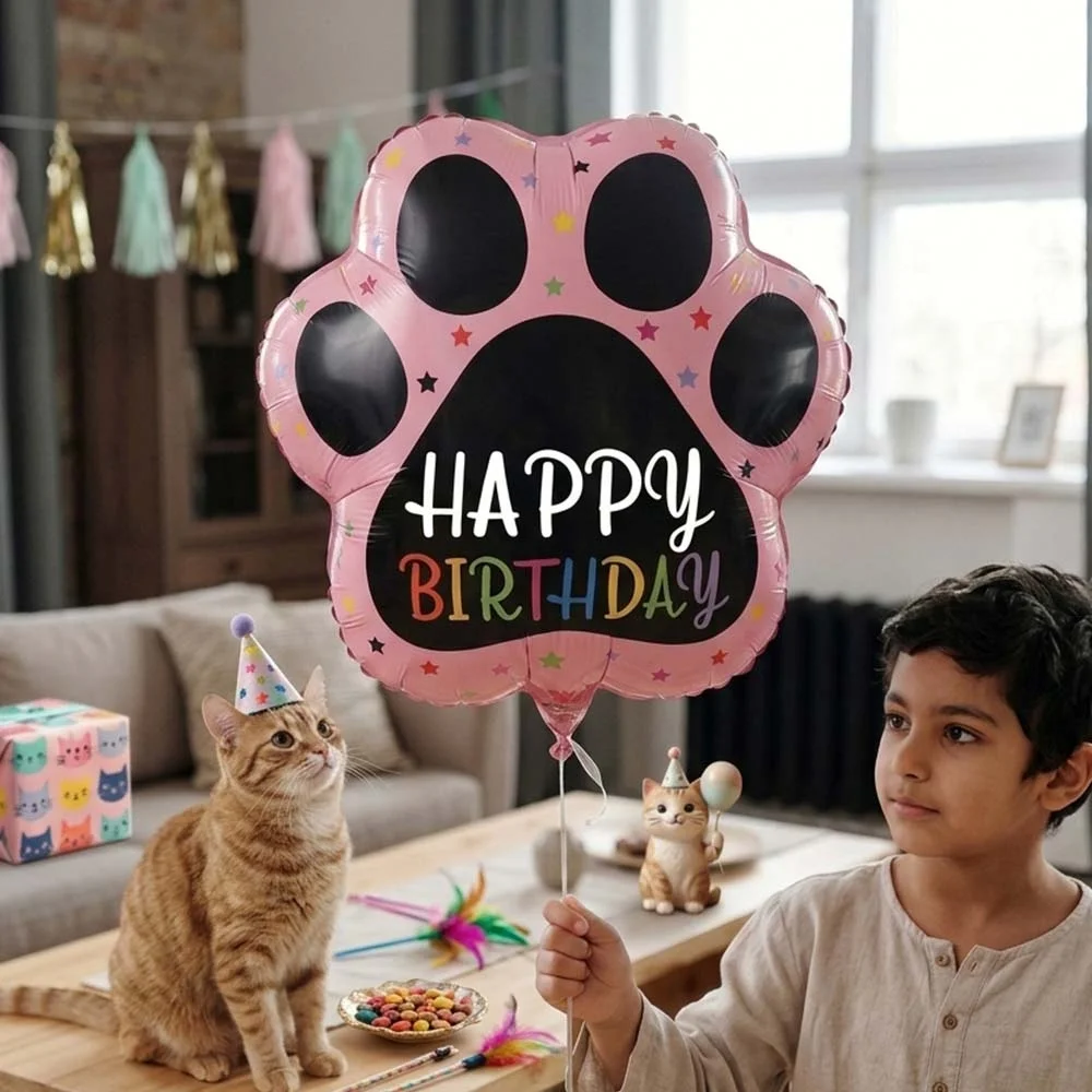 Happy Birthday Yazılı Pati Şekilli Folyo Balon