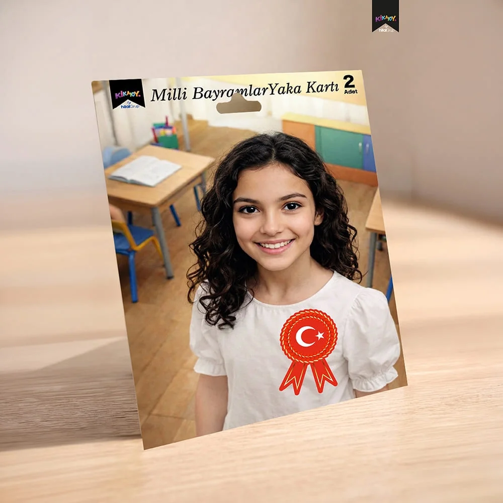 Atatürk ve Türk Bayrağı Temalı Kırmızı Yaka Kartı - 6,8 x 10,6 cm (2'li Set)