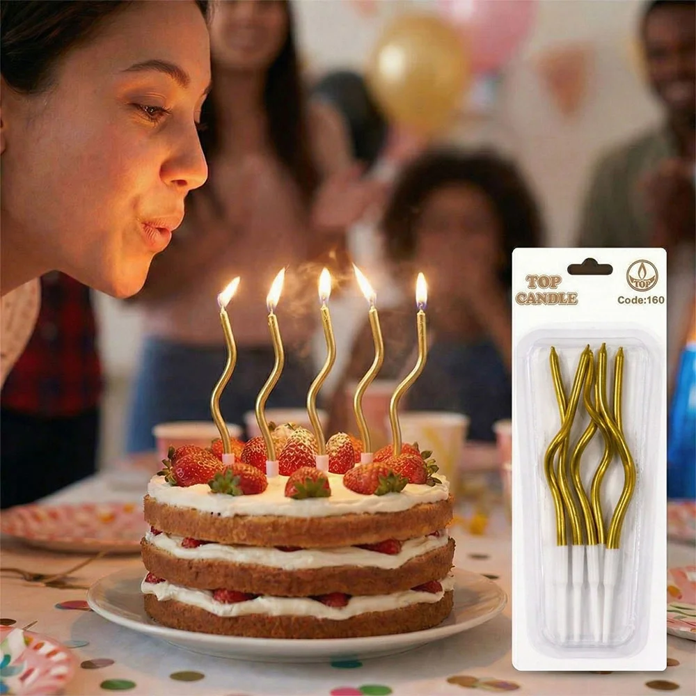 Mirror Metalik Altın Spiral Pasta Mumu