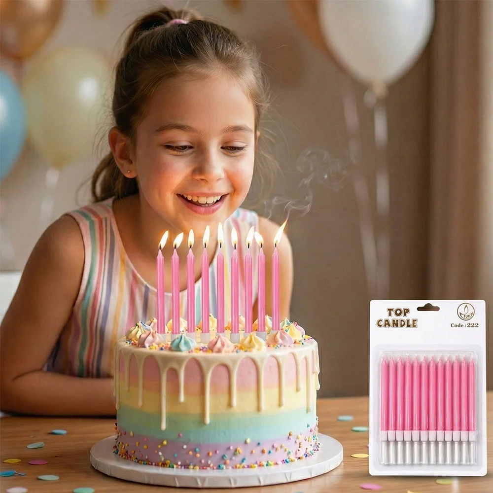 Pembe Doğum Günü Mumu Seti 12 Parça