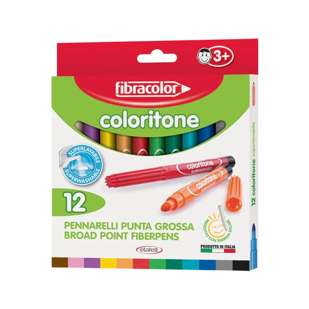 Fibracolor Coloritone Kalın Uçlu Keçeli Kalem 12 Renk
