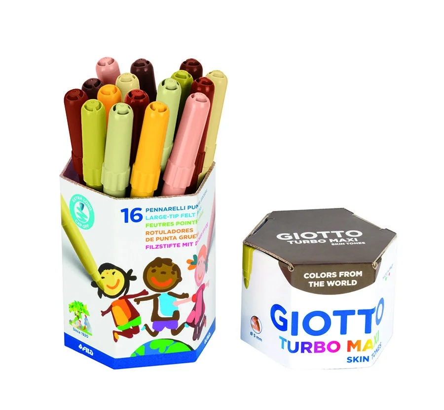 Giotto Turbo Maxi Skin Tones Keçeli Boya Kalemi 16'lı Pot Ten Renkleri