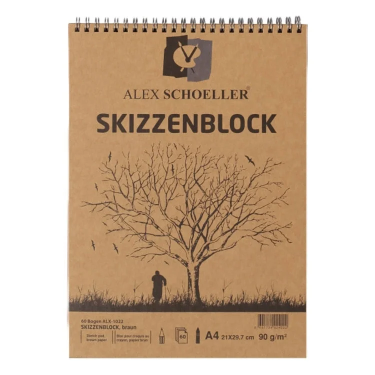 Alex Schoeller Kraft Eskiz Çizim Defteri A4 Üstten Spiralli 90 gr. 60 yaprak