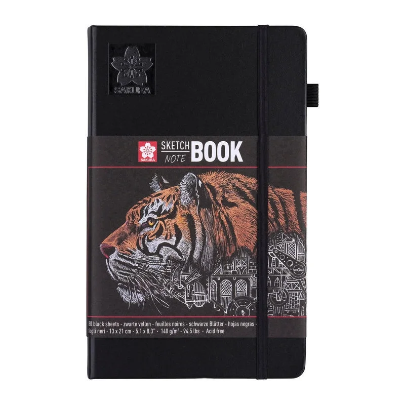 Sakura Sketchbook Sert Kapak Eskiz Çizim Defteri Siyah Kağıt 140 gr. 13x21 cm. 80 yaprak