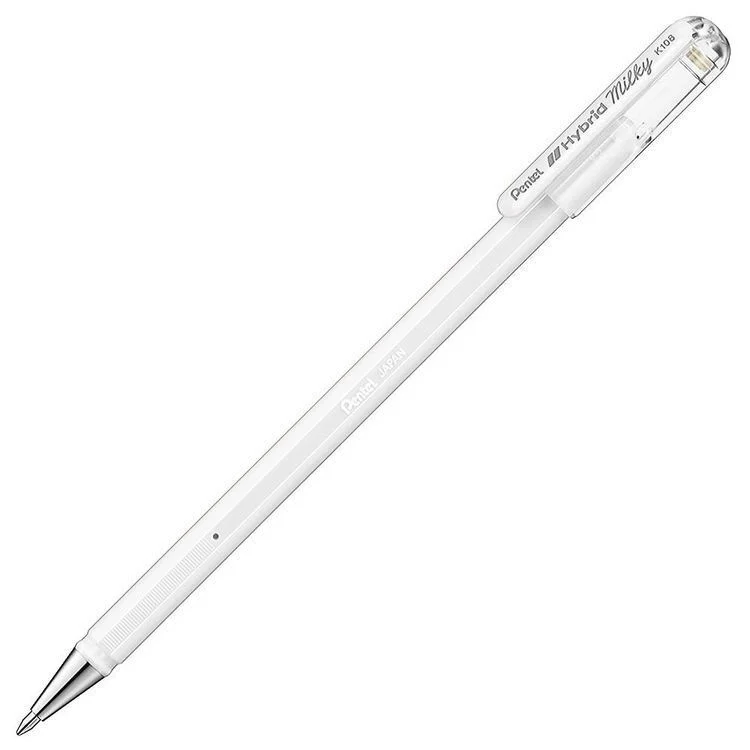 Pentel Hybrid Milky Pastel Jel Roller Kalem 0.8 mm. BEYAZ