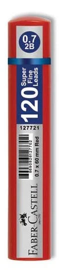 Faber Castell Super Fine Min Mekanik Kurşun Kalem Ucu 0.7 2B 120'li Kırmızı Tüp