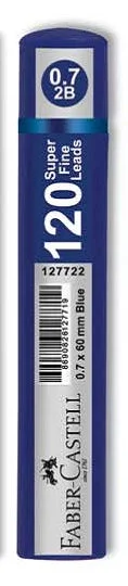 Faber Castell Super Fine Min Mekanik Kurşun Kalem Ucu 0.7 2B 120'li Mavi Tüp