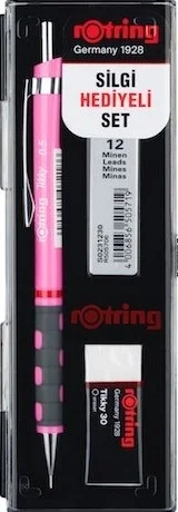 Rotring Tikky Versatil Kalem + Min + Silgi Okul Seti 0.5 mm NEON PEMBE