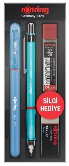 Rotring Visuclick Versatil Kalem + Jel Kalem + Min + Silgi Okul Seti 0.7 mm MAVİ