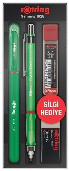 Rotring Visuclick Versatil Kalem + Jel Kalem + Min + Silgi Okul Seti 0.7 mm YEŞİL