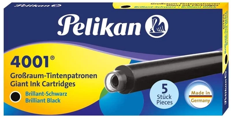 Pelikan 4001 Uzun Dolma Kalem Kartuşu 5'li Kutu SİYAH