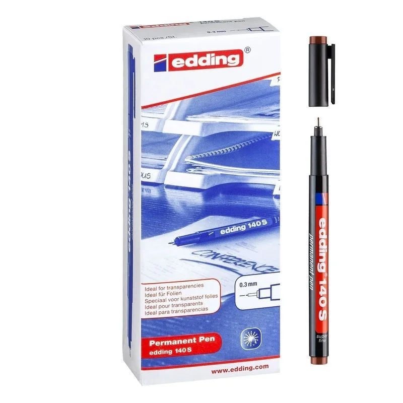 Edding 140 S Çok Amaçlı Permanent Kalem (Asetat Kalemi) KAHVERENGİ 10'lu Kutu