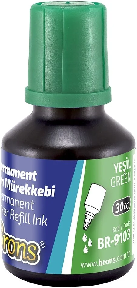 Brons Permanent Marker Mürekkebi 30 cc. YEŞİL