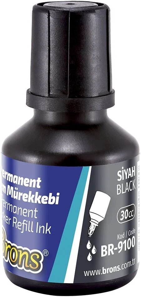 Brons Permanent Marker Mürekkebi 30 cc. SİYAH