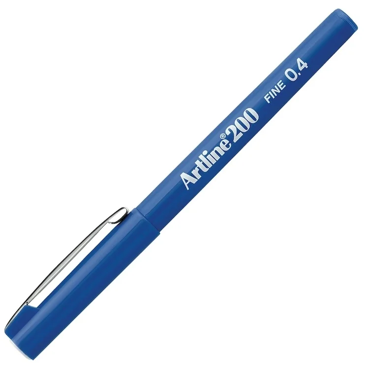 Artline 200 Fineliner 0.4 mm. İnce Uçlu Yazı ve Çizim Kalemi MAVİ