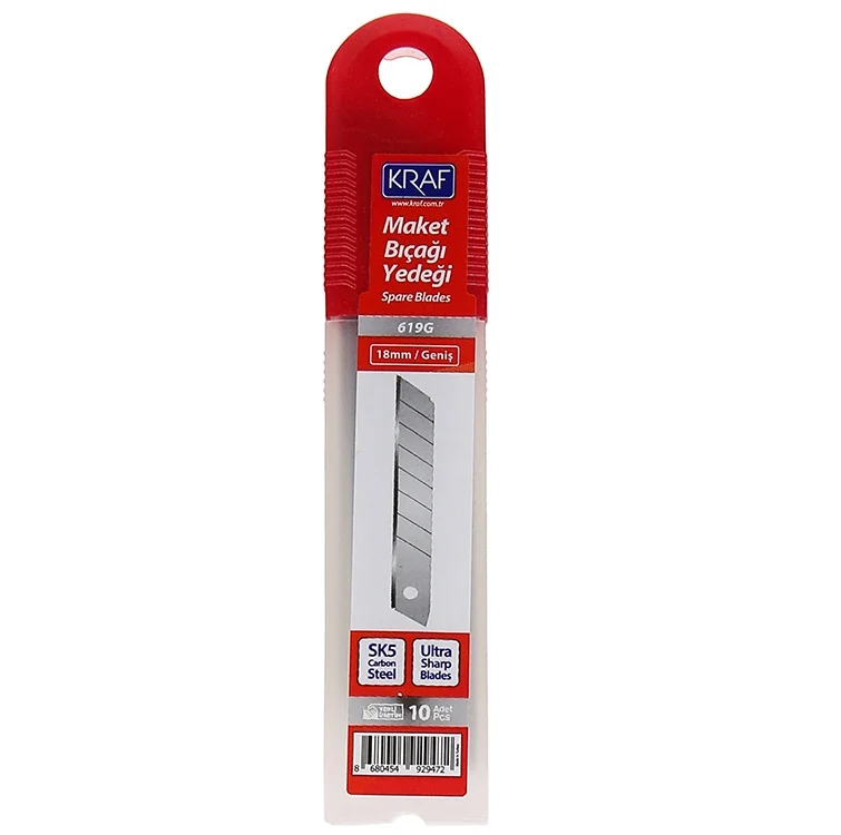 Kraf Maket Bıçağı Yedeği Geniş Ultra Karbon Çelik SK5 10'lu Tüp