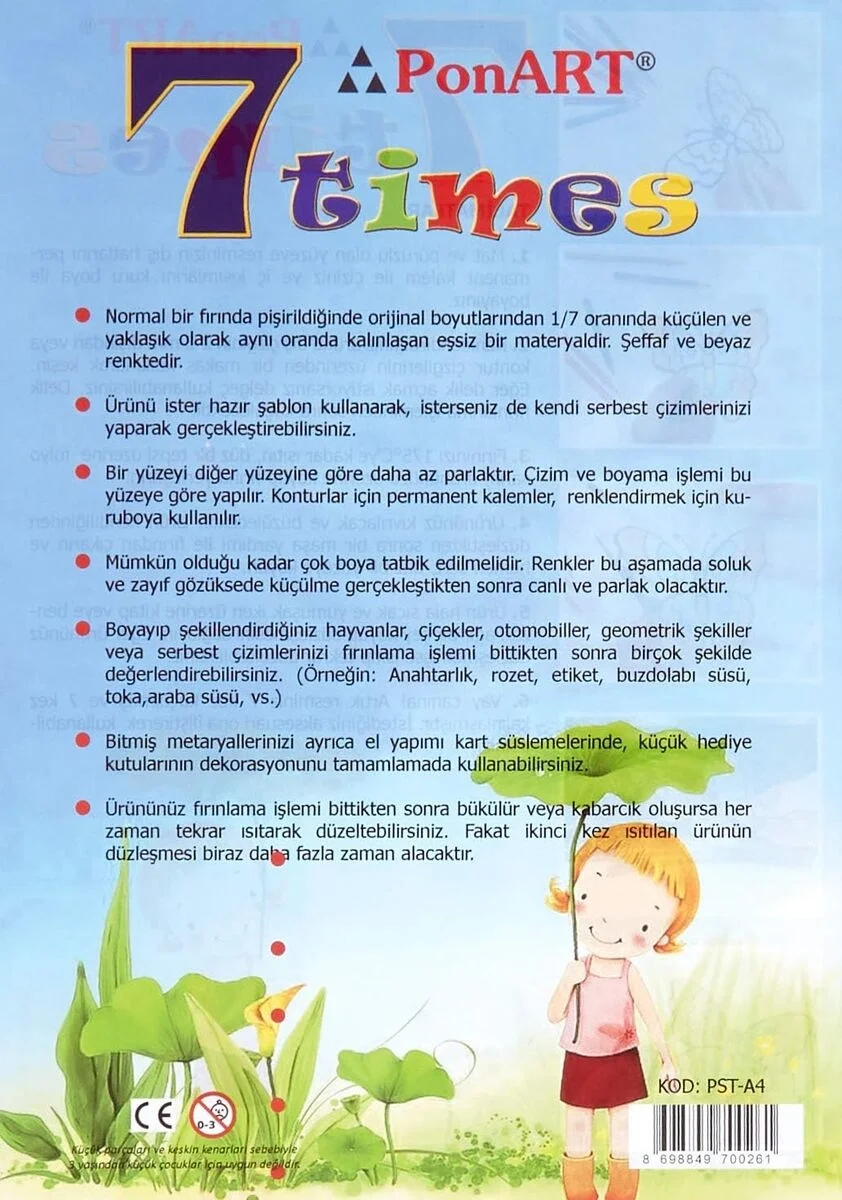 Ponart - Kosida 7Times Yedi Kat Küçülen Kağıt A4 2'li Paket