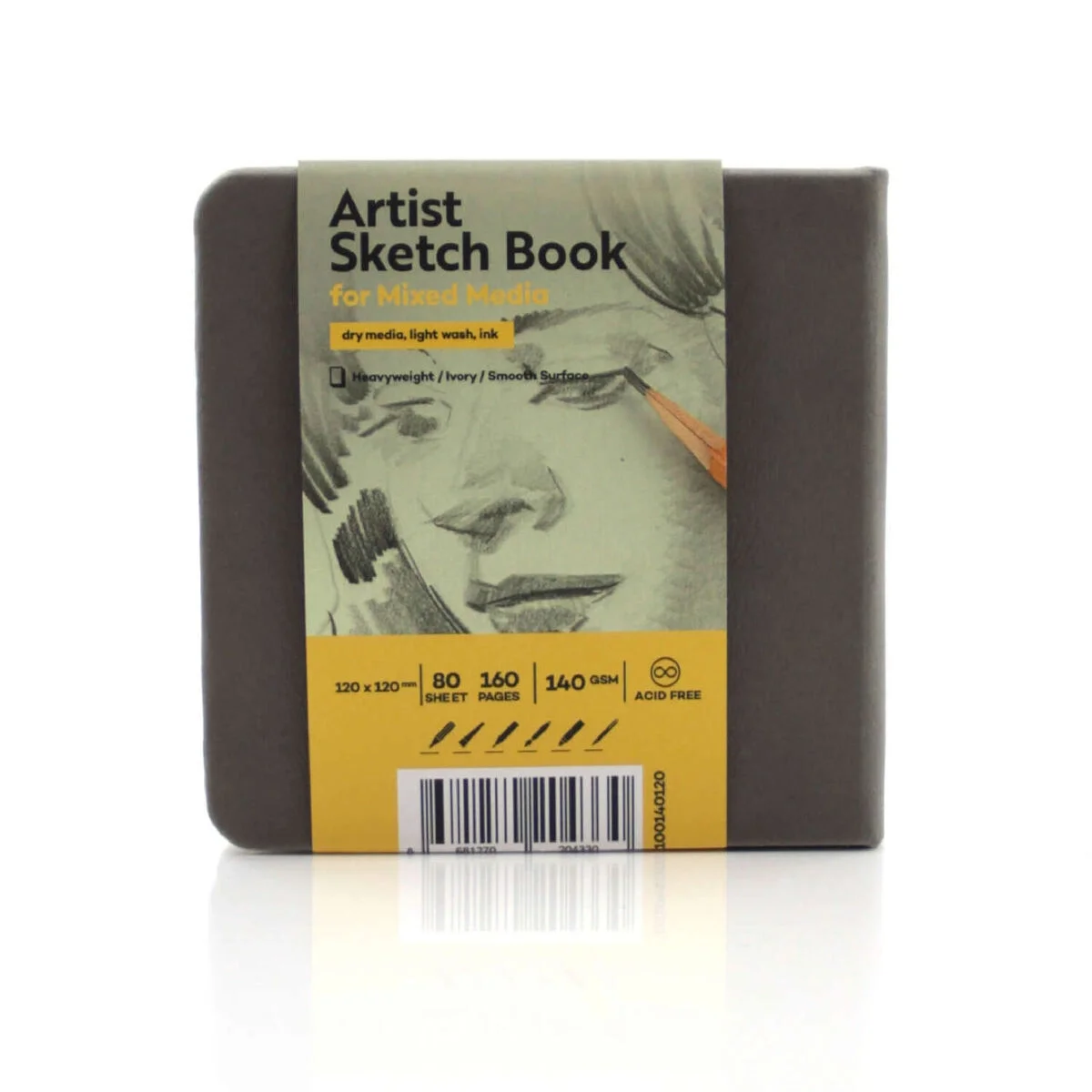 Tigertint Sketchbook Sert Kapak Eskiz Çizim Defteri 140 gr. 12x12 cm. 80 yp. GRİ
